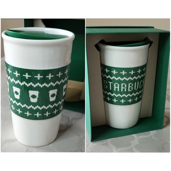 Starbucks 2016 Green 'ugly' Christmas Sweater Ceramic Travel Tumb… - Picture 1 of 8